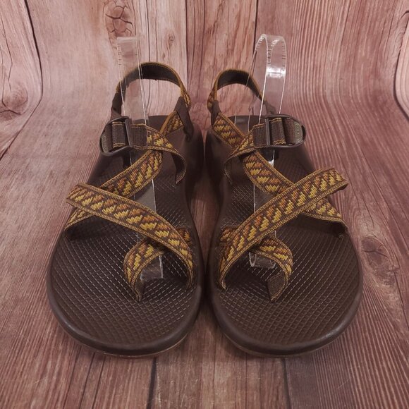 Chaco Z/2 Mens Size 12 Classic Geometric Pattern Pattern Brown Tan Sandals Beach - Picture 4 of 14